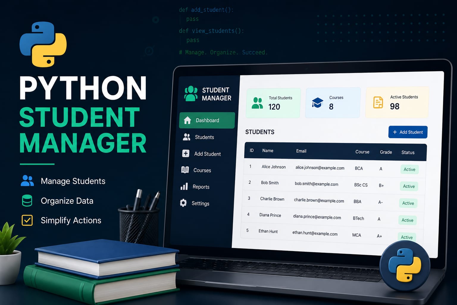 Python Student Manager Application CLI Interface Window